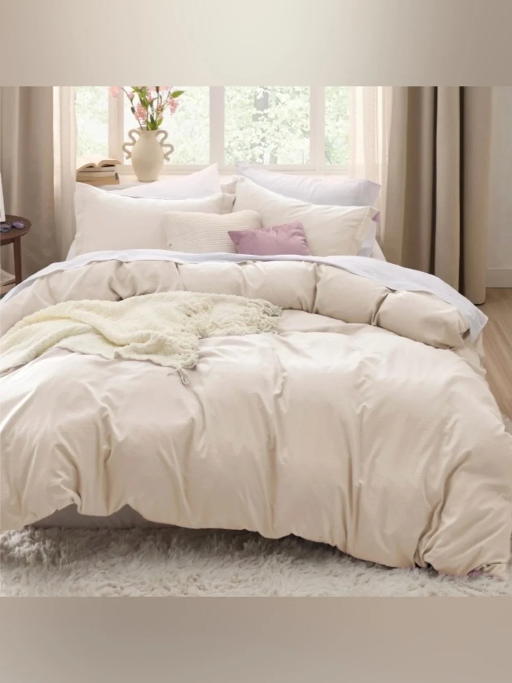 QUEEN SIZE Duvet Set 100% Premium Brushed Microfiber - CREAM
